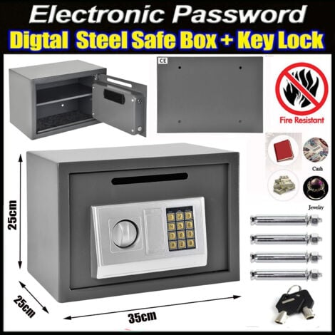 SECURE DIGITAL / KEY 16L SAFE ELECTRONIC SECURITY HOME OFFICE MONEY SAFETY BOX Grey