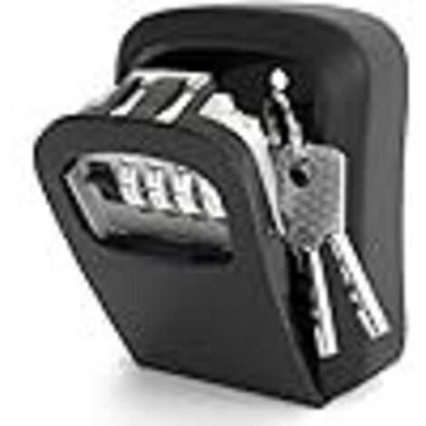 Secure Outdoor Key Box, Wall-Mounted Key Box with Code, Robust Aluminum Alloy, Weatherproof, for Keys and Cards, Black
