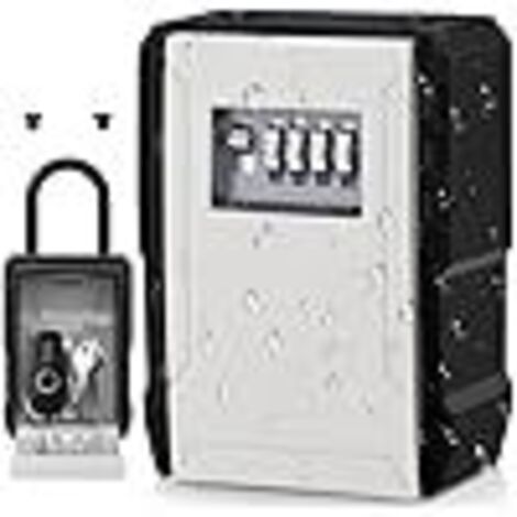 Secure Outdoor Waterproof Key Box with Hook, Large Key Box for Keys, Cards, Home, Schools, Offices, Garages, Grey