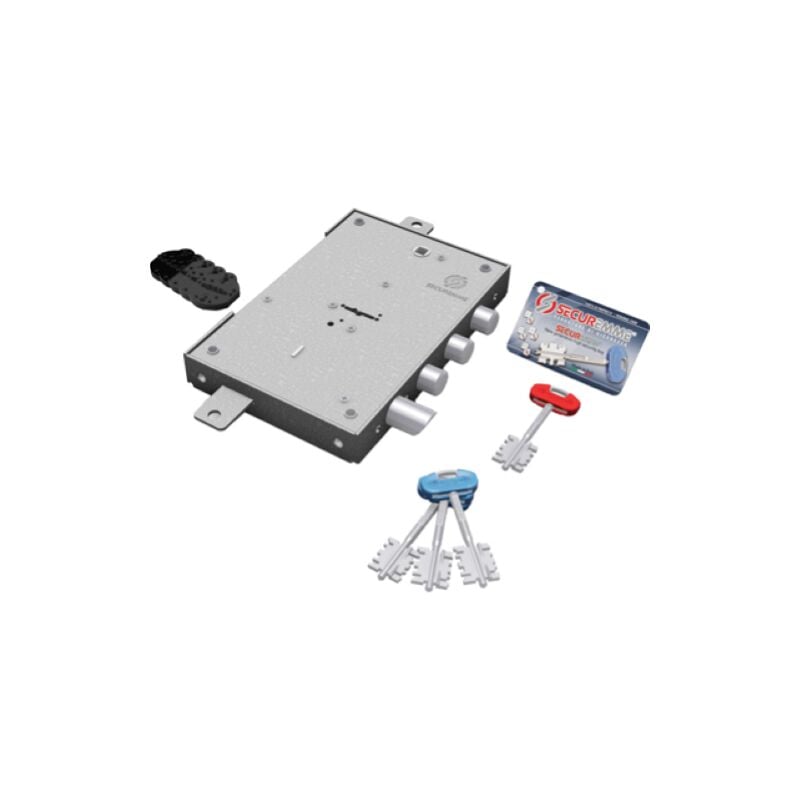 Serrure me'tallique a' appliquer 2401 double panneton 28 mm avec triple verrouillage et pene re'versible - Securemme