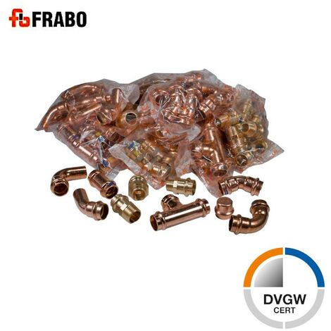 SECURFRABO Kombi Pressfittings, 90-tlg 22mm, Gas Wasser, V Kontur