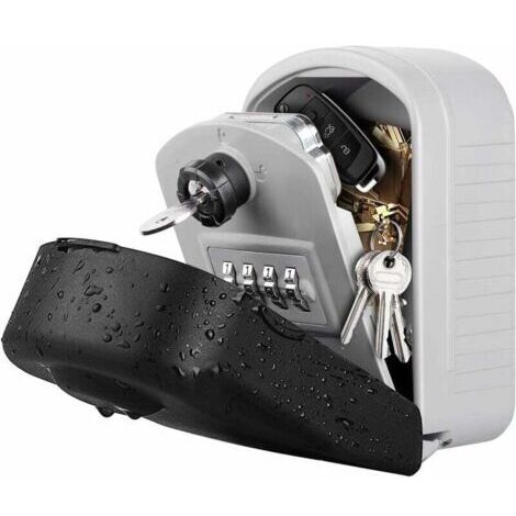 Sécurisée Grand Bote à Clefs avec Code & Clés d'urgence, Boite a Clefs Murale avec Couvercle de Protection Extérieur pour Usine, Voiture, Garages