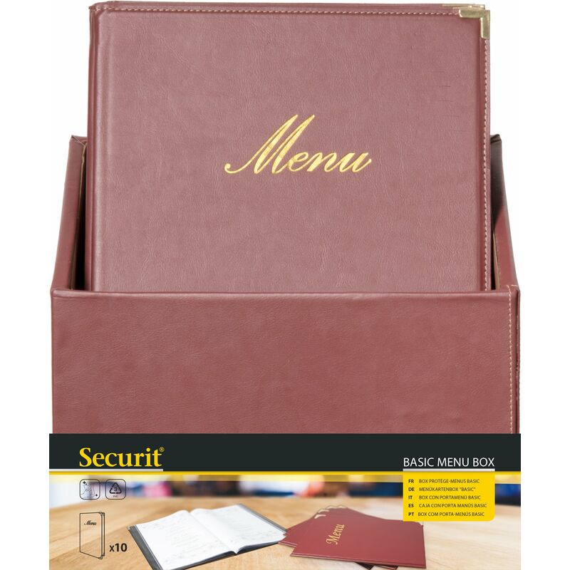 Image of Securit - Box Menu - 20 menu in formato A4 - Marrone Classic - con 1 inserto doppio - Angoli protettivi in Metallo