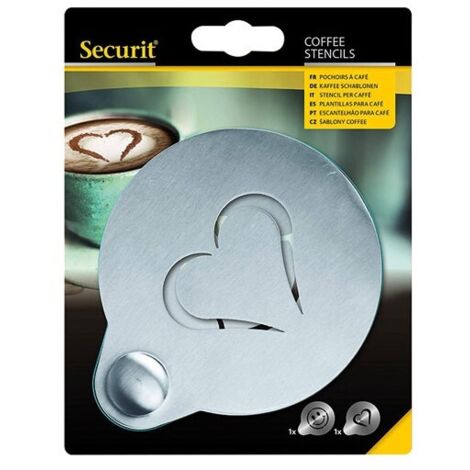 SECURIT CAFÉ POCHOIRS LOT DE 2, ACIER INOXYDABLE, GRIS, 12.4 X 10 X 0.1 CM STN-SS-CO