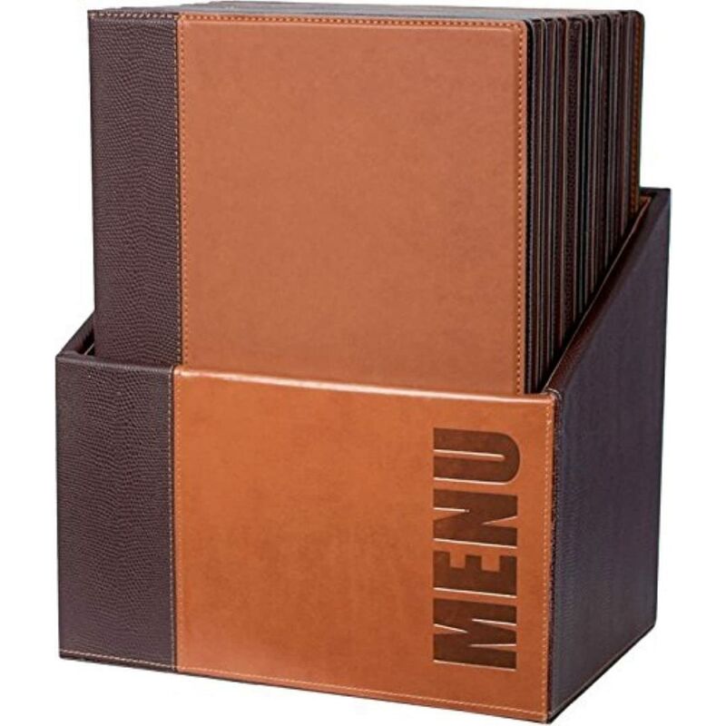 Image of Securit - Menu- Box con 20 menu in formato A4 marrone chiaro Trendy con 1 inserto doppio