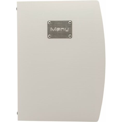 SECURIT - Porta Menu Linea Rio - Per Caffè, Ristoranti, Bar - Formato A4 - Placca Serigrafata In Acciaio Inox Con Scritta Menù - 1 Doppio Inserto Incluso - Colore Bianco