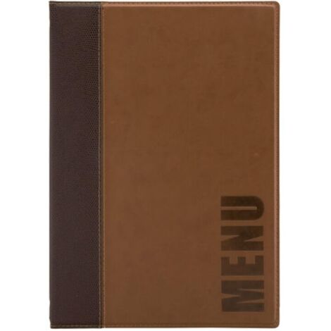 SECURIT - Porta Menu Linea Trendy - Per Caffè, Ristoranti, Bar - Similpelle - Formato A4 - 1 Doppio Inserto Incluso - Colore Marrone