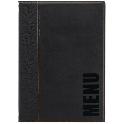 SECURIT - Porta Menu Linea Trendy - Per Caffè, Ristoranti, Bar - Similpelle - Formato A4 - 1 Doppio Inserto Incluso - Colore Nero