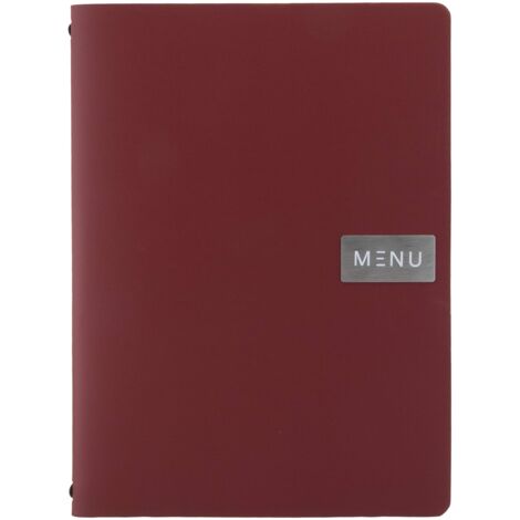 SECURIT - Porta Menu Royal Linea Leather - Per Caffè, Ristoranti, Bar - Ecopelle 100% Riciclata - Formato A4-1 Doppio Inserto Incluso - Colore Bordeaux