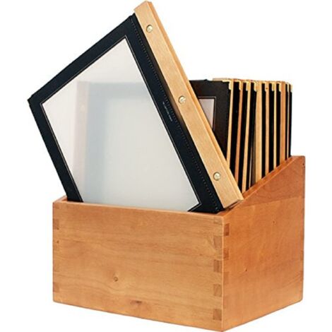 SECURIT - Set da 10 Porta Menu A4 Linea Wood Più Box - Per Caffè, Ristoranti, Bar - Formato A4 - Colore Nero