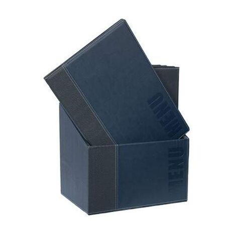 SECURIT - Set da 20 Porta Menu A4 Box Inclusa Linea Trendy - Per Caffè, Ristoranti, Bar - Similpelle - Colore Blu