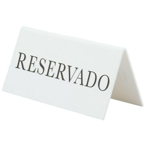 SECURIT - Set da 5 Segnatavolo Riservato - Per Caffè, Ristoranti, Bar - Scritta in Spagnolo - 5x10x4,5cm - Colore Bianco