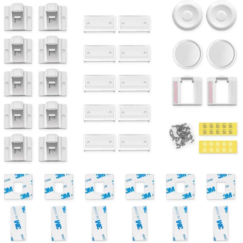 Csparkv - Sécurité Bébé Placard Bloque Porte (10 serrures + 2 Clés), Sécurité Enfant Tiroir Armoires Verrous Magnétique Cabinet de sécurité + Vidéo