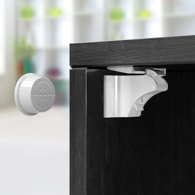 Sécurité Bébé Placard Bloque Porte (4 serrures + 1 Clé), Sécurité Enfant Tiroir Armoires Verrous Magnétique Cabinet de sécurité