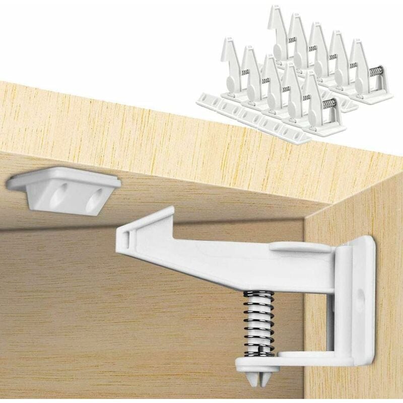 Sécurité enfant pour armoire et tiroir, sans Perçage ni vis (10 serrures)-Fei Yu