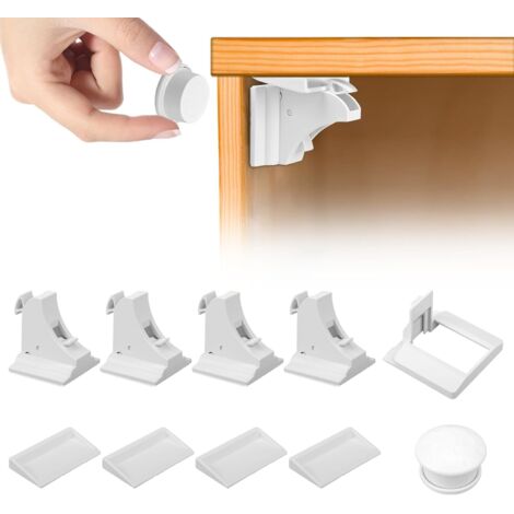 Sécurité Enfant Tiroir Verrous Magnétique Cabinet De Sécurité (4 Serrures + 1 Clés) - Serrure Magnétique Invisible Pour Sécurité Enfant