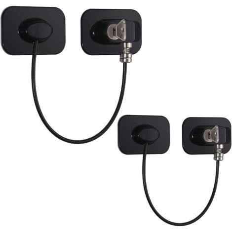 Sécurite Fenêtre Enfant, 2pcs Entrebâilleur de Fenêtre pvc sans percer Verrous de Fenêtre Enfant avec Câble en Acier inoxydable 304 Verrouillage Porte Placard pour Sécurité Enfant Bébé -Noir