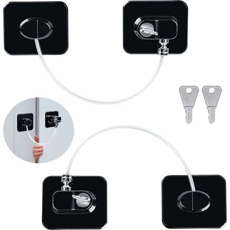 Securite Fenetre Enfant Noir Bloc Fenetre Securite Enfant Avec Adhésif Puissant Sans Percer Kit Securite Maison pour Fenêtres Blocs Portes Tiroirs 2PCS
