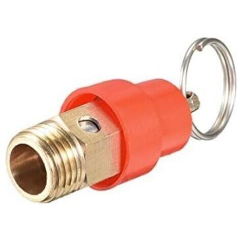 Sécurité Valve Air Compresseur Pression Limitation Soupape G1/4 Mâle 115PSI Ensemble Pression Rouge Chapeau 1Paquet