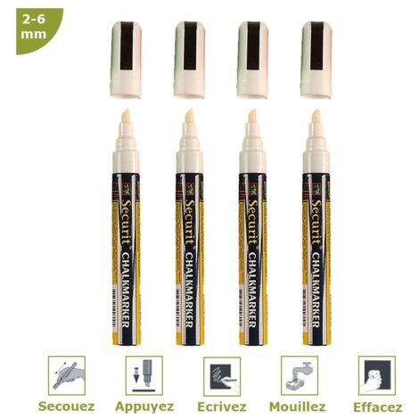 SecuritLot de 4 Feutres-craie à encre liquide taille de mine 2-6mm - pochette - Securit