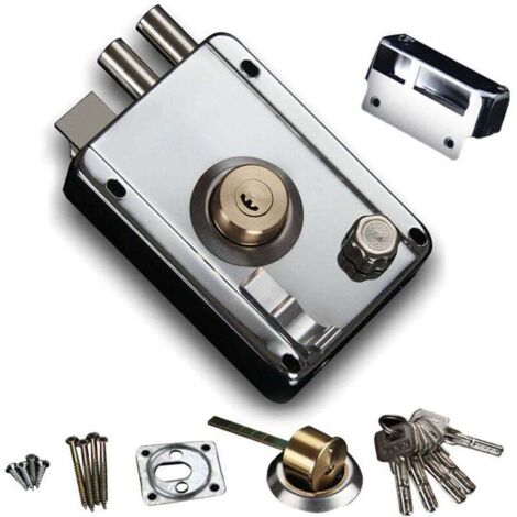 Security Anti-Theft Exterior Door Lock, Left-Hand Opening Door Lock with 5 Keys for Home Dormitory