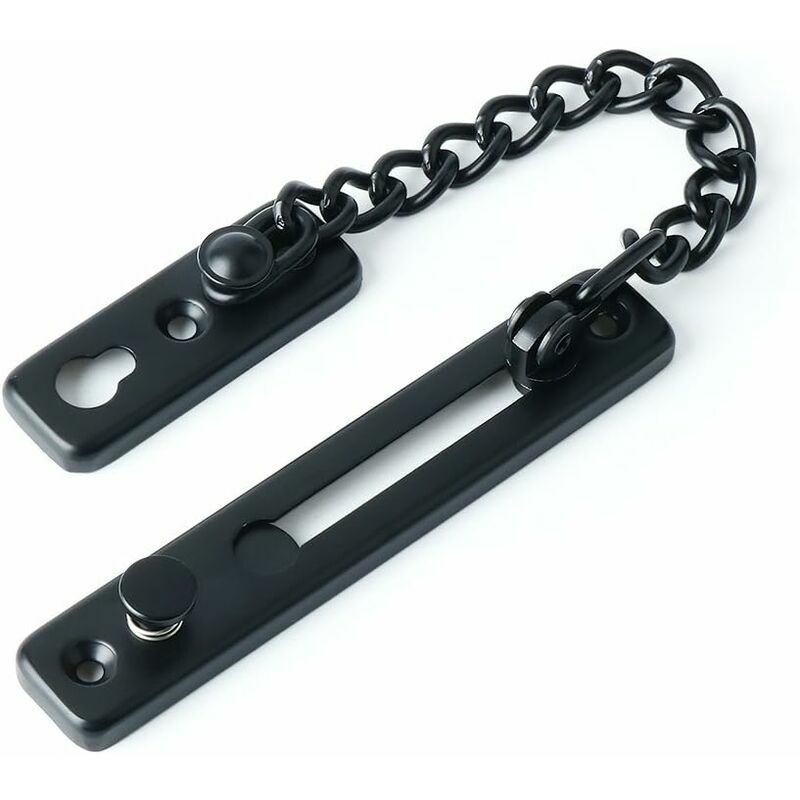 Security Door Chain Narrow Door Limiter Spring Anti-Theft Door Lock with Screw for Internal Home Door, Matte Black Stainless Steel Finish