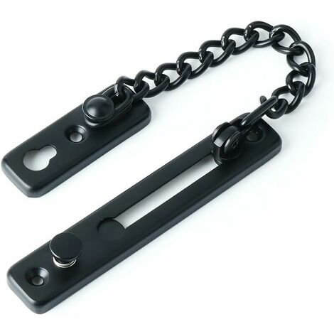 Security Door Chain Narrow Door Limiter Spring Anti-Theft Door Lock with Screw for Internal Home Door, Matte Black Stainless Steel Finish
