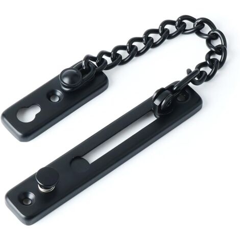 Security Door Chain, Slim Door Restrictor, Spring Loaded Anti-Theft Door Latch with Screws for Home Interior Doors, Matte Black Stainless Steel Finish