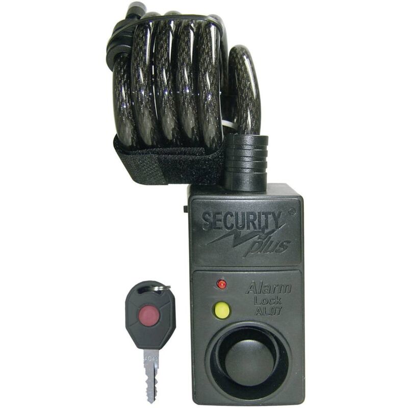Image of Security Plus - AL07 Lucchetto a cavo Nero con allarme, con sensore di movimento Lucchetto a chiave