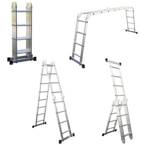 Secury-T – Échelle multifonction pliable 4x4 marches 6 en 1 – 4.6m – Aluminium 100% – Charge max 150 Kg – Avec plateforme échafaudage