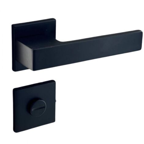 Secury-T – Poignées de porte sur rosace noir mat – Modèle Mathilda à condamnation – Aluminium et zamac – Épaisseur de porte 38 à 50mm