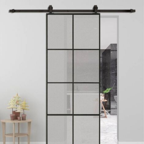 Secury-T – Rail de porte coulissante 2m – Compatible portes bois, verre, aluminium – Noir mat – Galets 70mm pour glisse fluide