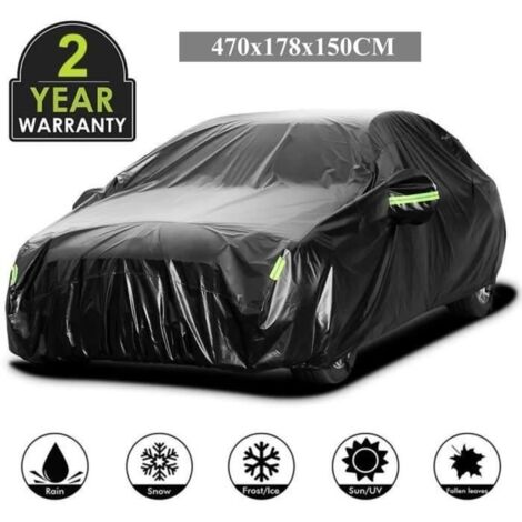 (sedan-noir)Bâche Voiture - 470x178x150CM - Housse de Protection Sedan 210T Étanche Couverture Voiture Exterieur Impermeable - Noir