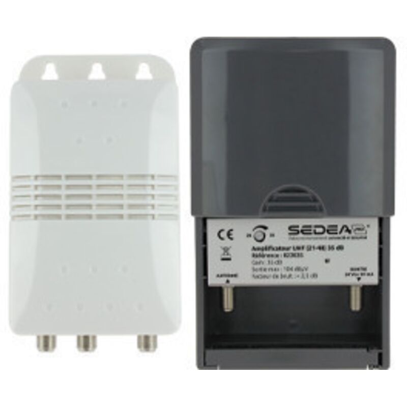 Kit Amplificateur uhf canaux 21-48 / 35 dB + alimentation 2 Sorties