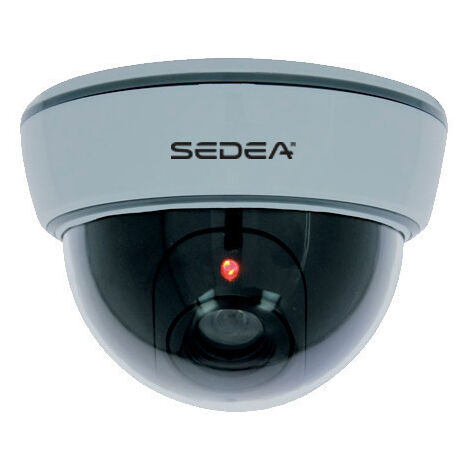 Sedea – Caméra factice dôme blanche – Résistante aux intempéries IP44 – Fixation murale facile – LED rouge clignotante pour dissuasion