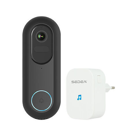 Sedea – Sonnette connectée Wi-Fi sur batterie – Carillon sans fil étanche IP65 – Vision nocturne 20m – Audio bi-directionnel – Compatible iOS/Android