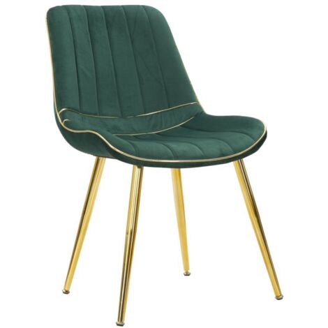 Sedia 2 pz PARIS 51x59x79 cm metallo oro e tessuto verde