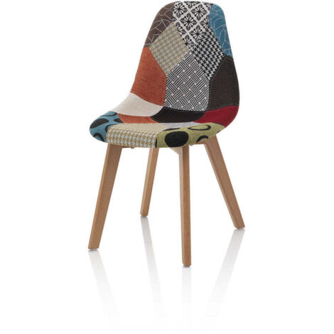 "Sedia 4 sedie patchwork MOSAICO in legno e tessuto"