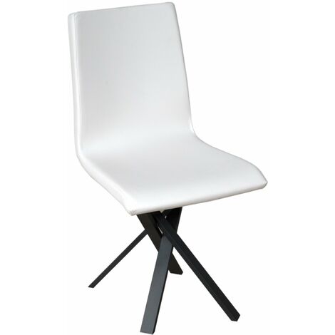 Sedia 40/44x42x86 cm Aury gambe Antracite in Similpelle Bianca