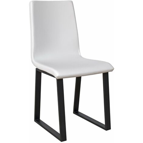 Sedia 40/44x42x86 cm Baffy gambe Antracite in Similpelle Bianca