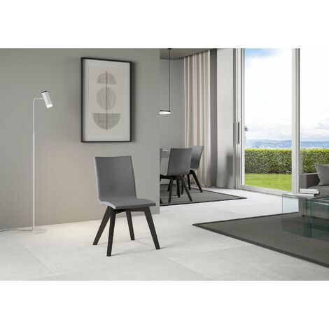 Sedia 52x52x87 cm Trudy gambe Antracite in Similpelle Grigio