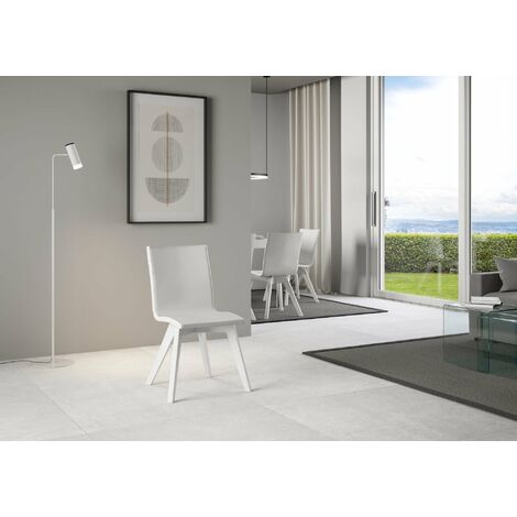 Sedia 52x52x87 cm Trudy gambe bianche in Similpelle Bianco