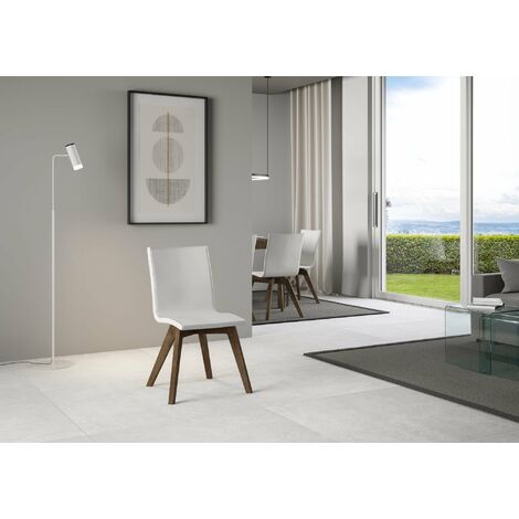 Sedia 52x52x87 cm Trudy gambe noce in Similpelle Bianco