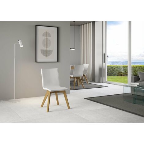 Sedia 52x52x87 cm Trudy gambe quercia in Similpelle Bianco