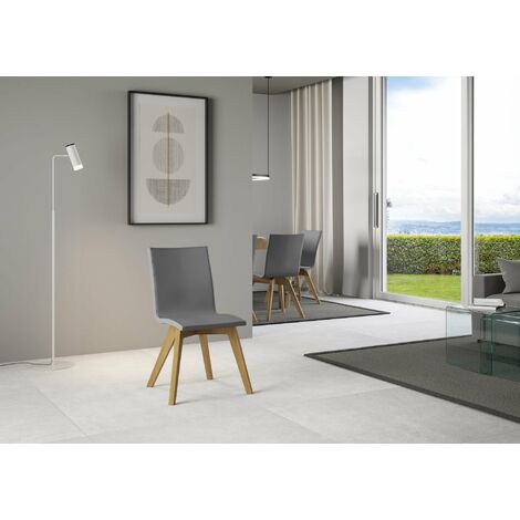 Sedia 52x52x87 cm Trudy gambe quercia in Similpelle Grigio
