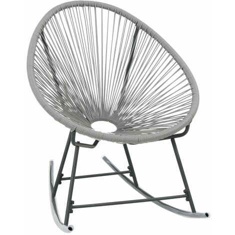 Sedia a Dondolo da Esterno Grigia in Polyrattan vidaXL