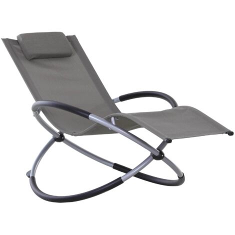 Sedia a dondolo dal design moderno per interni ed esterni, in Textilene, 154x80x84 cm, grigia.