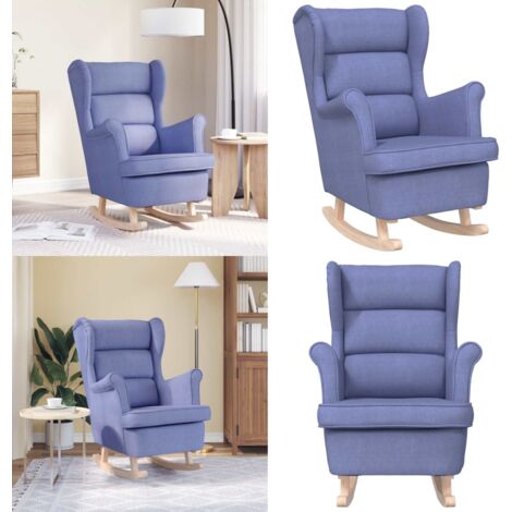 Sedia a Dondolo Jeans Blu 74x90x102 cm in Tessuto - Seduta comoda - Dondolo in tessuto