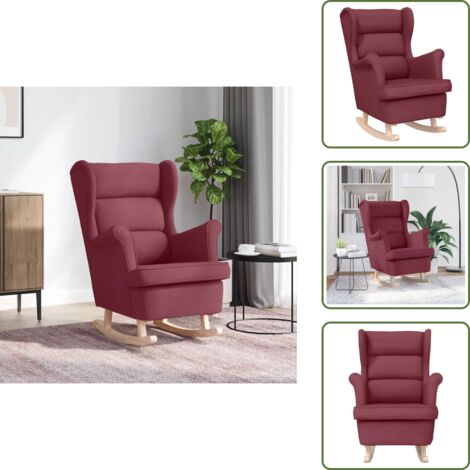 Sedia a dondolo per soggiorno - vidaXL Sedia a Dondolo Rosso Vino 74x90x102 cm in Tessuto - Sedia a dondolo per camera da letto