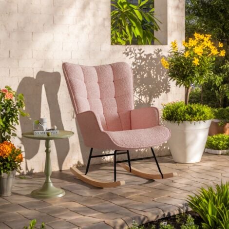 ROSAHQNDA Sedia a dondolo, poltrona reclinabile, poltrona da soggiorno, sedia a dondolo imbottita, poltrona per soggiorno, camera da letto, balcone, velluto teddy, rosa